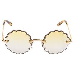 Pre Owned Chloe Yellow Acetate CE142S Scallop Round Gradient Sunglasses