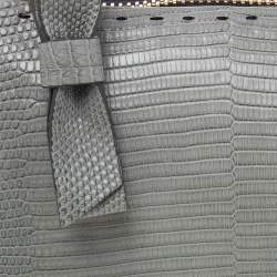 Pre Owned Chloe Grey Lizard Leather Top Zip Pouch