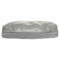 Pre Owned Chloe Grey Lizard Leather Top Zip Pouch