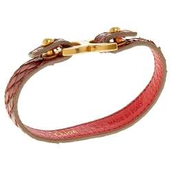 Pre Owned Chloe Dark Coral Ayer Snakeskin Leather Marcie Bracelet
