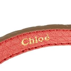 Pre Owned Chloe Dark Coral Ayer Snakeskin Leather Marcie Bracelet