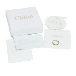 Chloé Gold Tone Green Enameled Holly Band Ring Size 54 