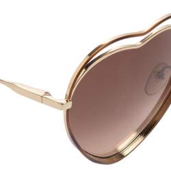 Pre Owned Chloe Gold Tone/ Brown Gradient CE131S Poppy Love Heart Sunglasses