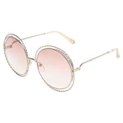 Chloe Gold/Beige CE114ST Carlina Oversized Round Gradient Sunglasses