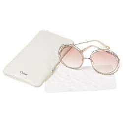 Chloe Gold/Beige CE114ST Carlina Oversized Round Gradient Sunglasses