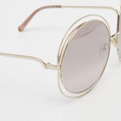 Chloe Gold Tone/ Brown Gradient CE114S Carlina Round Sunglasses