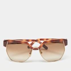 Pre Owned Chloe Havana Brown CE665S Oversized Geometric Gradient Sunglasses