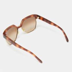 Pre Owned Chloe Havana Brown CE665S Oversized Geometric Gradient Sunglasses