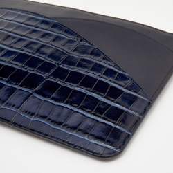 Chloe Navy Blue Croc Embossed Leather iPad Pouch