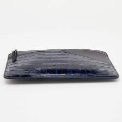 Chloe Navy Blue Croc Embossed Leather iPad Pouch