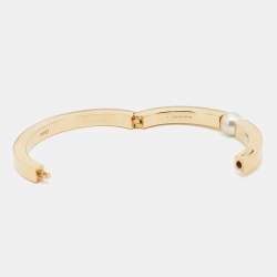 Pre Owned Chloe Gold Tone Faux Pearl Darcey Cuff Bracelet L