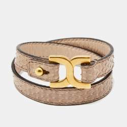 Chloe Beige Snakeskin Double Wrap Marcie Bracelet