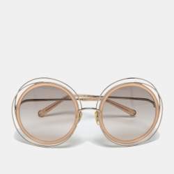 Chloé Silver Tone/ Brown Gradient Carlina Round Sunglasses