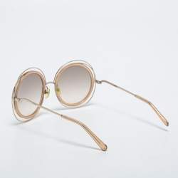 Chloé Silver Tone/ Brown Gradient Carlina Round Sunglasses