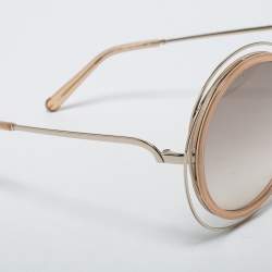 Chloé Silver Tone/ Brown Gradient Carlina Round Sunglasses