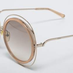 Chloé Silver Tone/ Brown Gradient Carlina Round Sunglasses