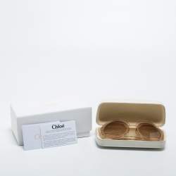 Chloé Silver Tone/ Brown Gradient Carlina Round Sunglasses