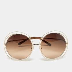Chloé Gold Tone/ Brown Gradient Carlina Round Sunglasses