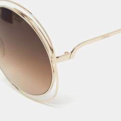 Chloé Gold Tone/ Brown Gradient Carlina Round Sunglasses