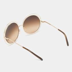 Chloé Gold Tone/ Brown Gradient Carlina Round Sunglasses