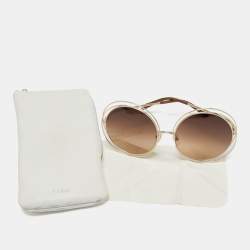 Chloé Gold Tone/ Brown Gradient Carlina Round Sunglasses