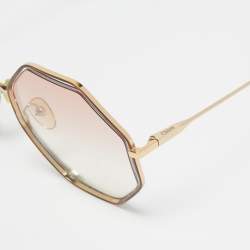 Pre Owned Chloe Gold/Pink Gradient CE132S Poppy Octagonal Sunglasses