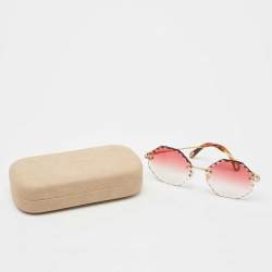 Pre Owned Chloe Pink/Gold Rosie CE143S Geometric Sunglasses