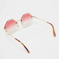 Pre Owned Chloe Pink/Gold Rosie CE143S Geometric Sunglasses