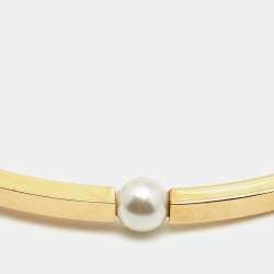  Chloé Gold Tone Faux Pearl Collar Choker Necklace 