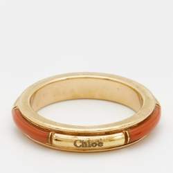 Chloe Enamel Gold Band Ring Size 52