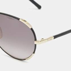 Pre Owned Chloe Black/Gold Leather and Metal Gradient Sunglasses