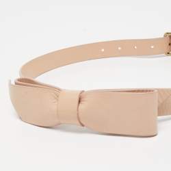 Pre Owned Chloe Beige Leather Bow Waist Belt S