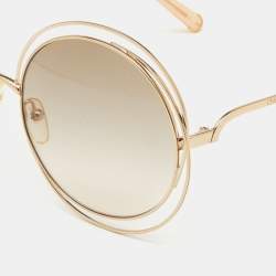 Pre Owned Chloe Gold/Brown Gradient CE114S Carlina Oversized Round Sunglasses