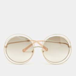 Pre Owned Chloe Gold/Brown Gradient CE114S Carlina Oversized Round Sunglasses