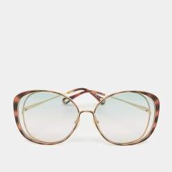 Pre Owned Chloe Gold/Brown CH0036S Hannah Oversized Sunglasses