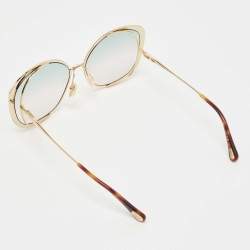 Pre Owned Chloe Gold/Brown CH0036S Hannah Oversized Sunglasses