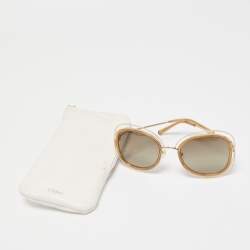 Pre Owned Chloe Gold/Brown Gradient CE123S Carlina Oversized Sunglasses