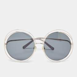 Pre Owned Chloe Black/Gold CE114S Carlina Oversized Round Sunglasses