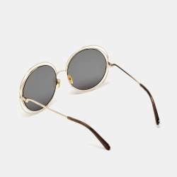 Pre Owned Chloe Black/Gold CE114S  Round Sunglasses