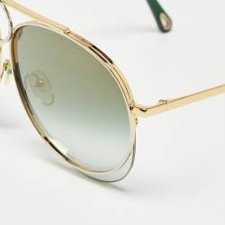 Pre Owned Chloe Green/Gold Gradient CE144S Romie Aviator Sunglasses