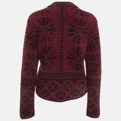 Pre Owned Chloe Burgundy Fleece Zip Front Jacket M