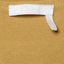 Pre Owned Chloe Fall Leaf Brown Cotton Knit Shoulder Buttoned Top S