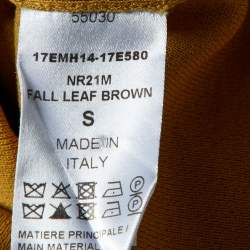 Pre Owned Chloe Fall Leaf Brown Cotton Knit Shoulder Buttoned Top S