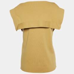 Pre Owned Chloe Fall Leaf Brown Cotton Knit Shoulder Buttoned Top S