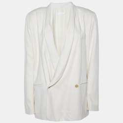 Pre Owned Chloe Off White Gabardine Double Breasted Blazer S