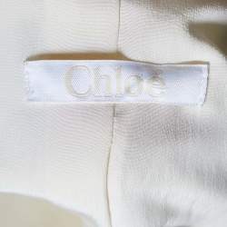 Pre Owned Chloe Off White Gabardine Double Breasted Blazer S