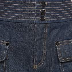 Pre Owned Chloe Indigo Raw Denim High Waist Shorts M
