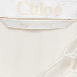 Chloe Off White Mesh and Broderie Anglaise Midi Dress L