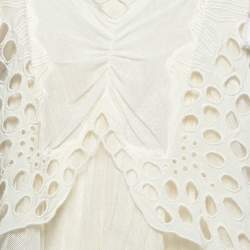 Chloe Off White Mesh and Broderie Anglaise Midi Dress L
