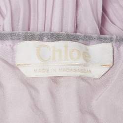 Chloe Purple Lace Trim Chiffon Smocked Off Shoulder Top S